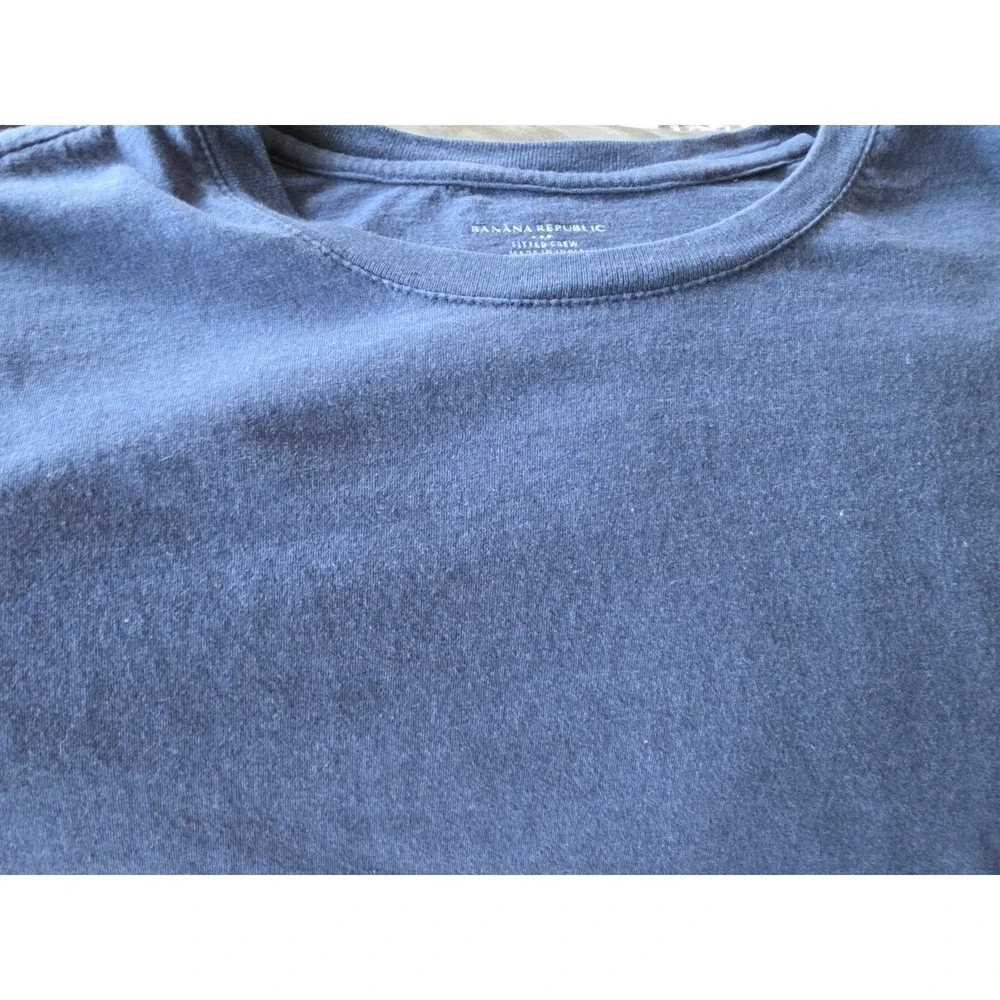 Banana Republic Men's T-Shirt Size L Navy Blue Crew Neck Cotton Tee Casual Top